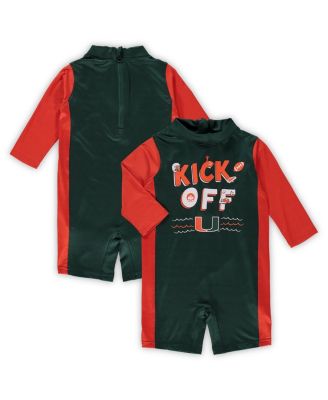 Infant Unisex Green and Orange Miami Hurricanes Wave Runner Wetsuit