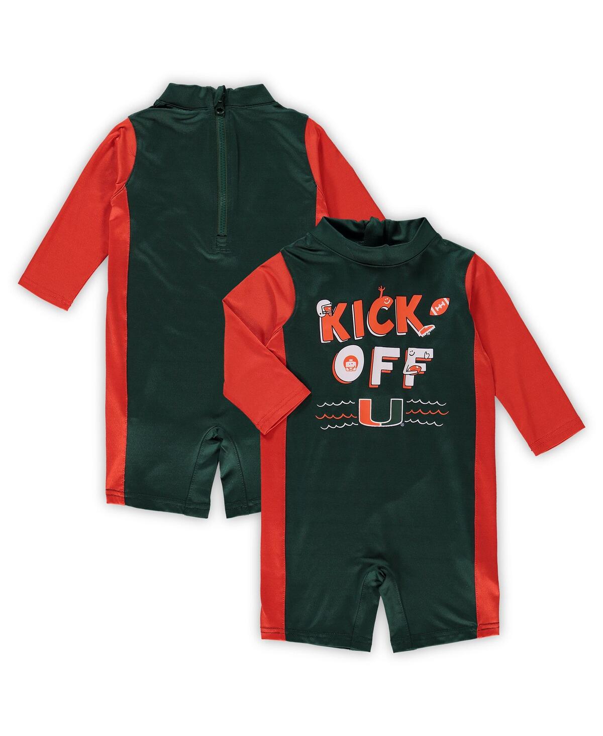 Outerstuff Infant Unisex Green And Orange Miami Hurricanes Wave Runner Wetsuit In Green,orange