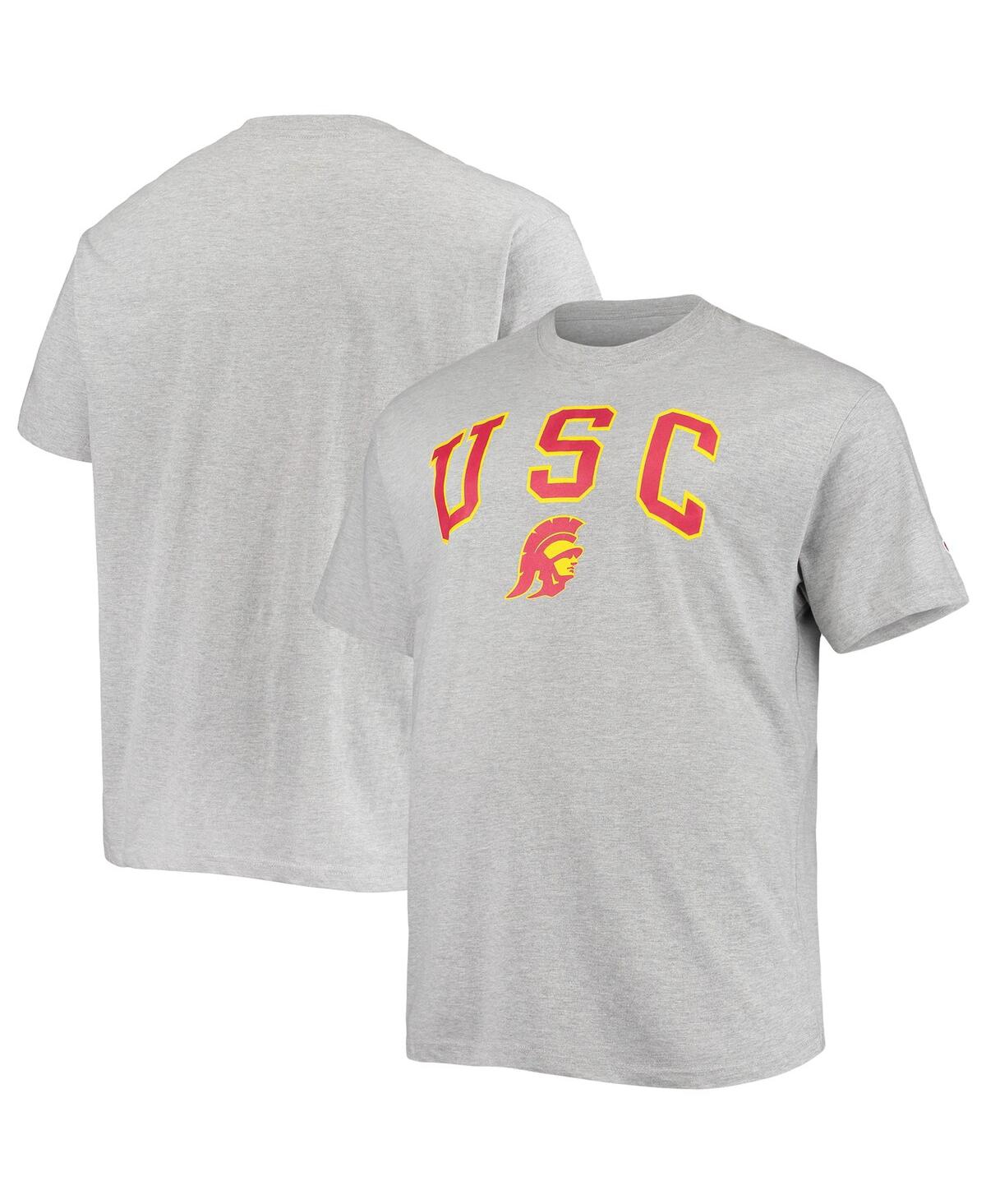 Shop Champion Men's  Heathered Gray Usc Trojans Big And Tall Arch Over Logo T-shirt