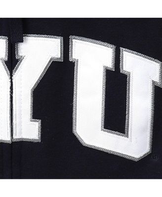 Women's Stadium Athletic Navy BYU Cougars Arched Name Full-Zip Hoodie