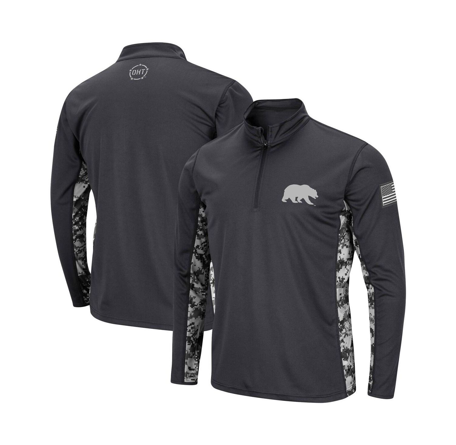 Men's Charcoal Cal Bears OHT Military-Inspired Appreciation Digi Camo Quarter-Zip Jacket