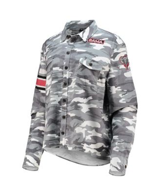 Women's Gray Alabama Crimson Tide Camo Flannel Button-Up Long Sleeve Shirt