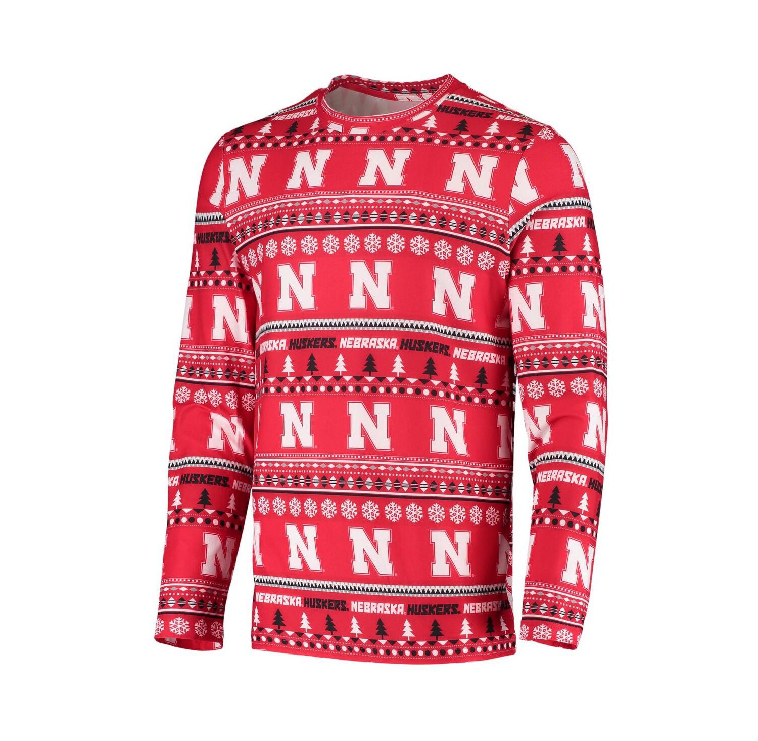 Men's Scarlet Nebraska Huskers Ugly Sweater Knit Long Sleeve Top and Pant Set