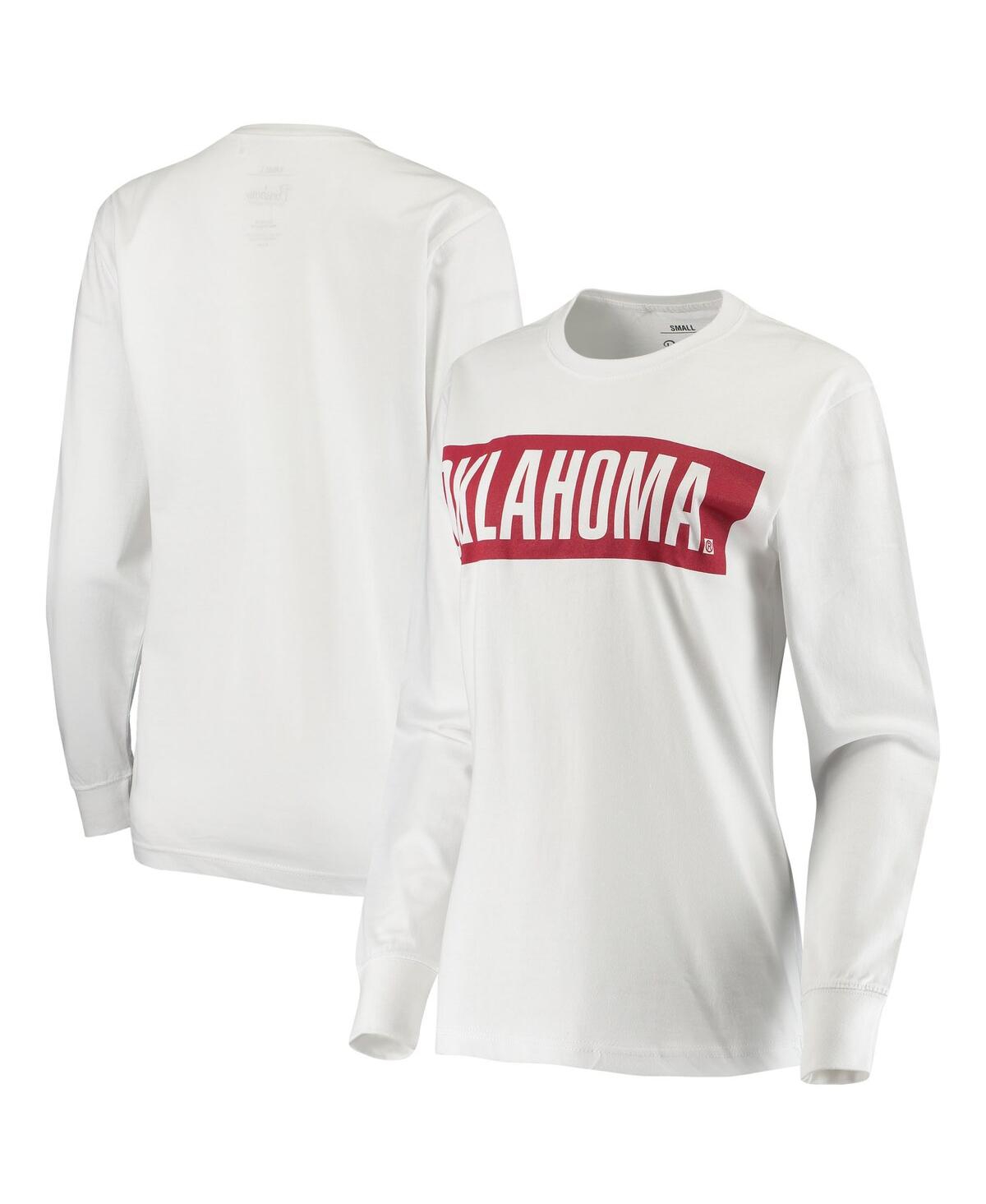 PRESSBOX WOMEN'S PRESSBOX WHITE OKLAHOMA SOONERS BIG BLOCK WHITEOUT LONG SLEEVE T-SHIRT 