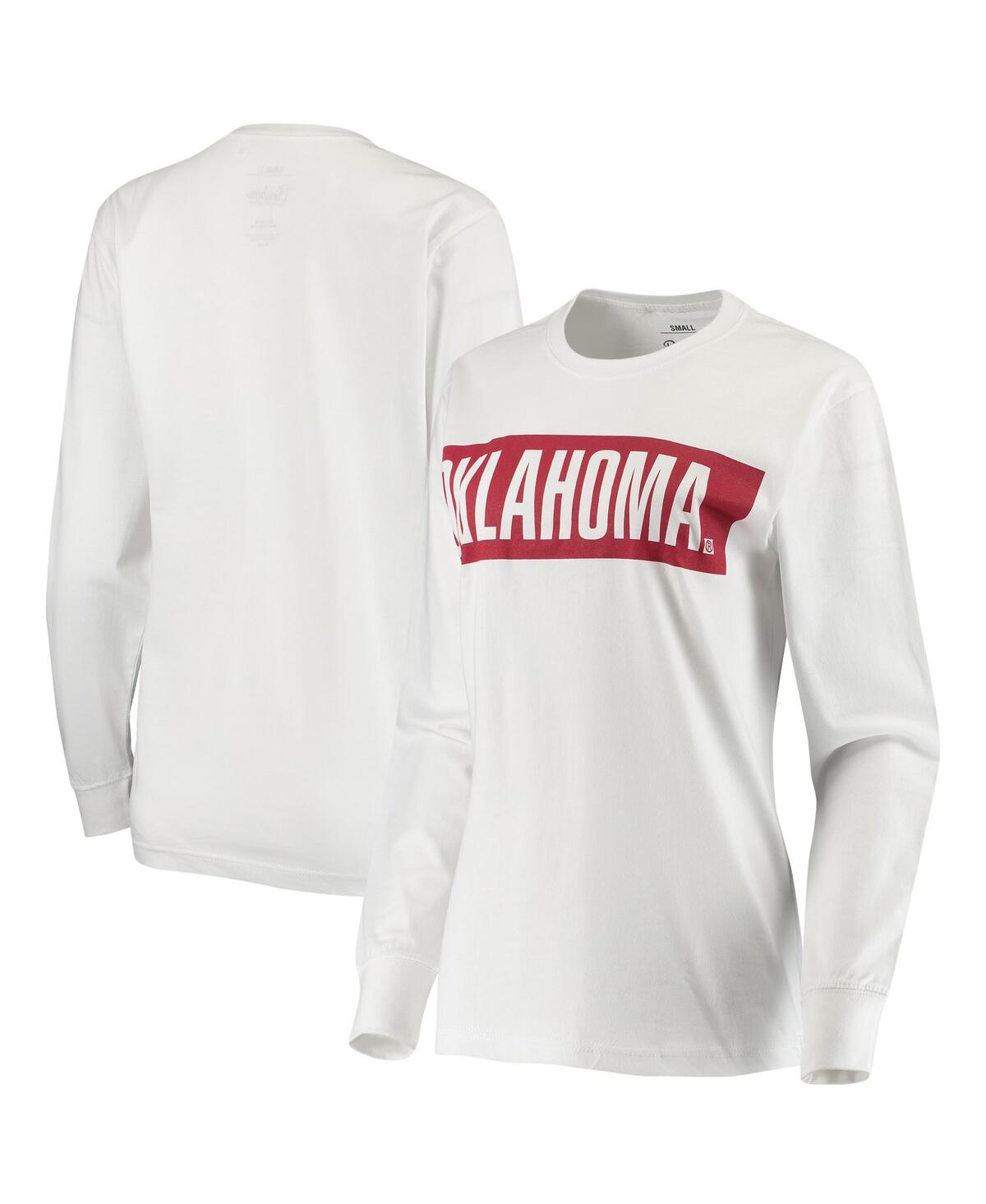 Shop Pressbox Women's  White Oklahoma Sooners Big Block Whiteout Long Sleeve T-shirt