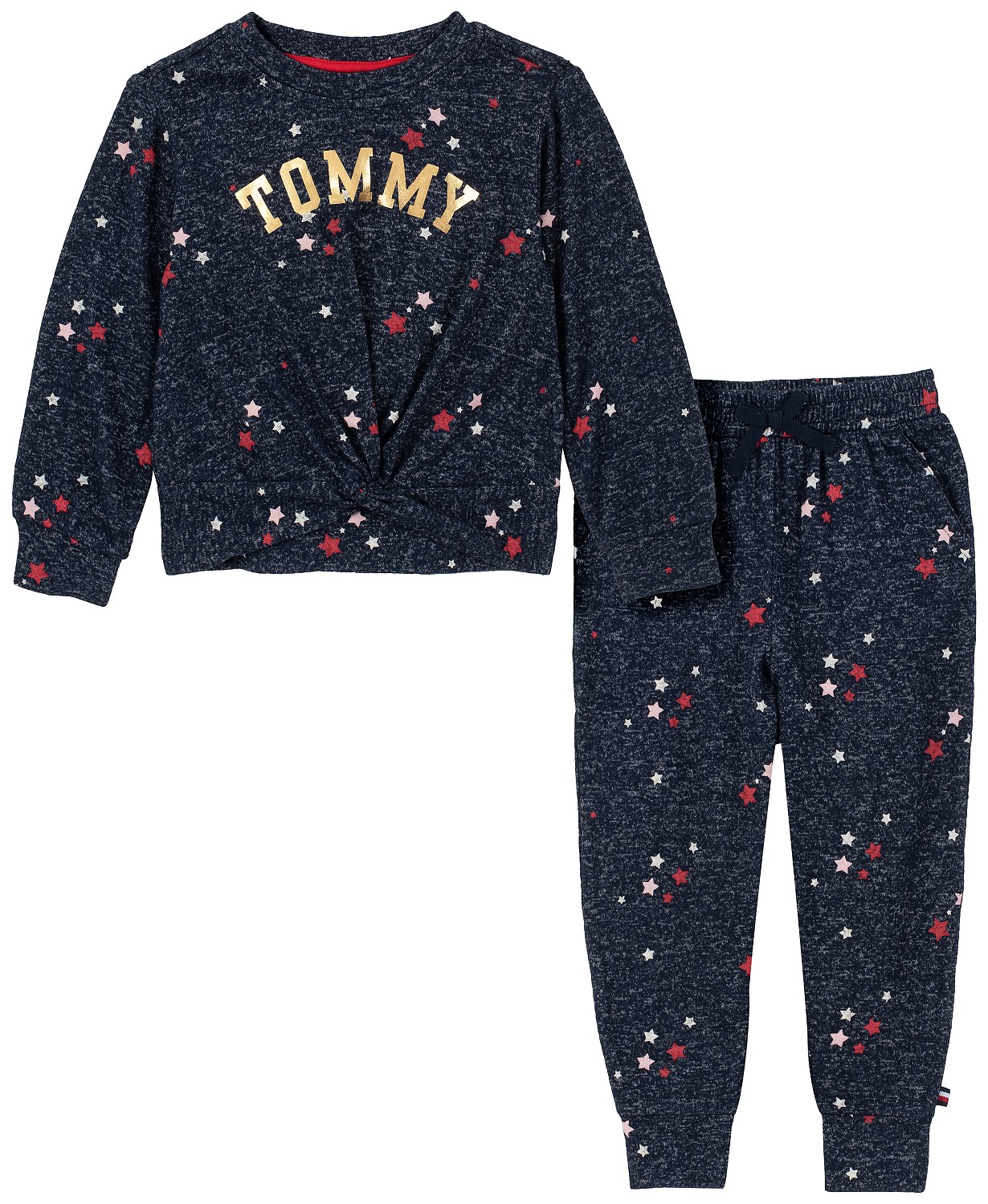 Toddler Girls Marled Star Print Twist-Front Sweatshirt and Joggers, 2 Piece Set