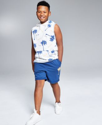 Epic Threads - Big Boys Blaise Palm-Print Hooded Tank Top