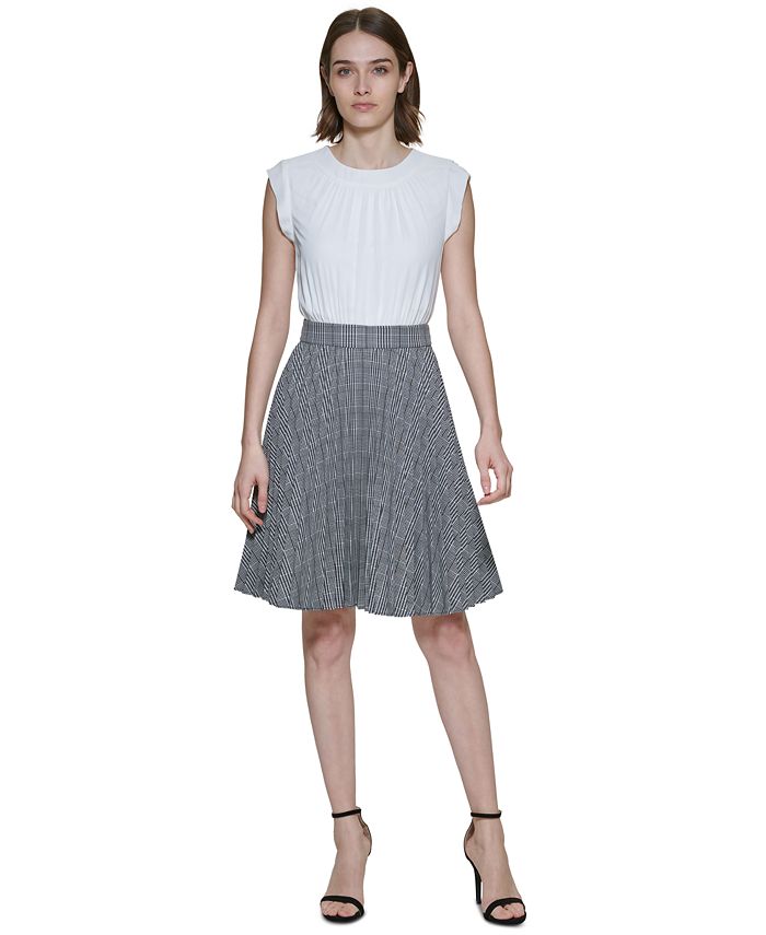 DKNY MixedMedia Fit & Flare Dress Macy's