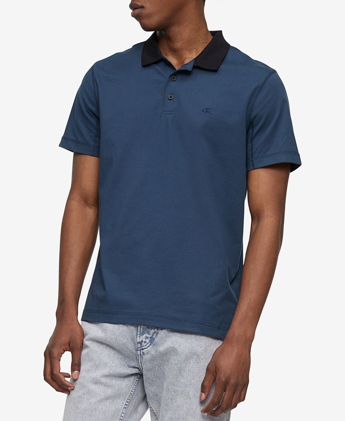 Calvin Klein Men's Smooth Contrast Stitch Polo Shirt - Macy's