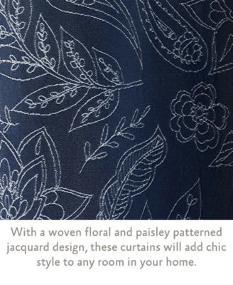 Groovy Paisley Textured Blackout Grommet Window Curtain Panel Pair with Tiebacks, 38" x 96"