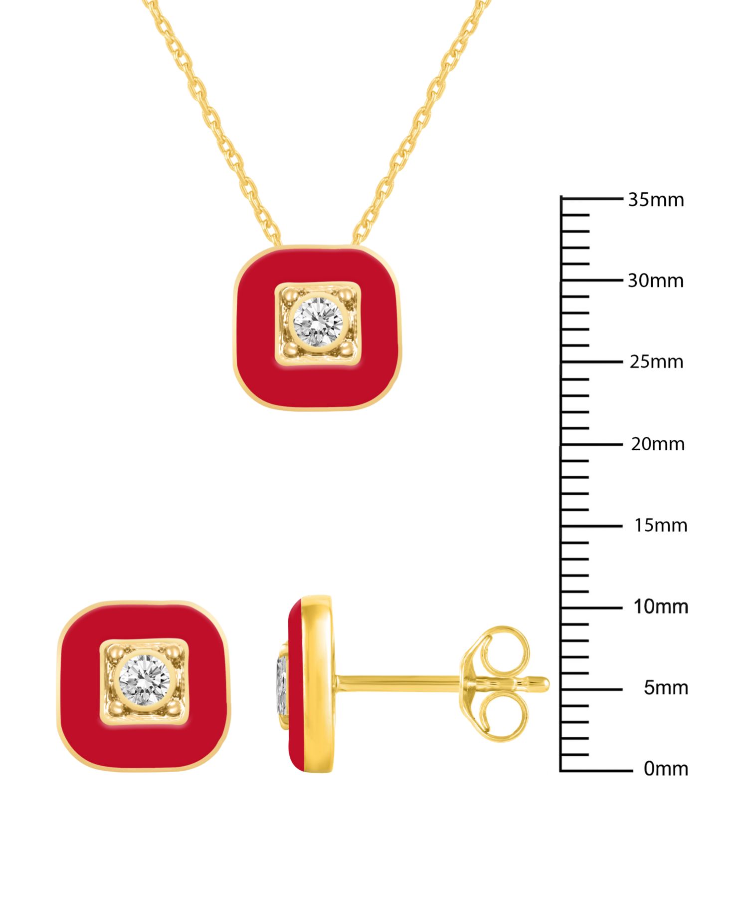Crystal Enamel Necklace and Earring Set, 2-Piece