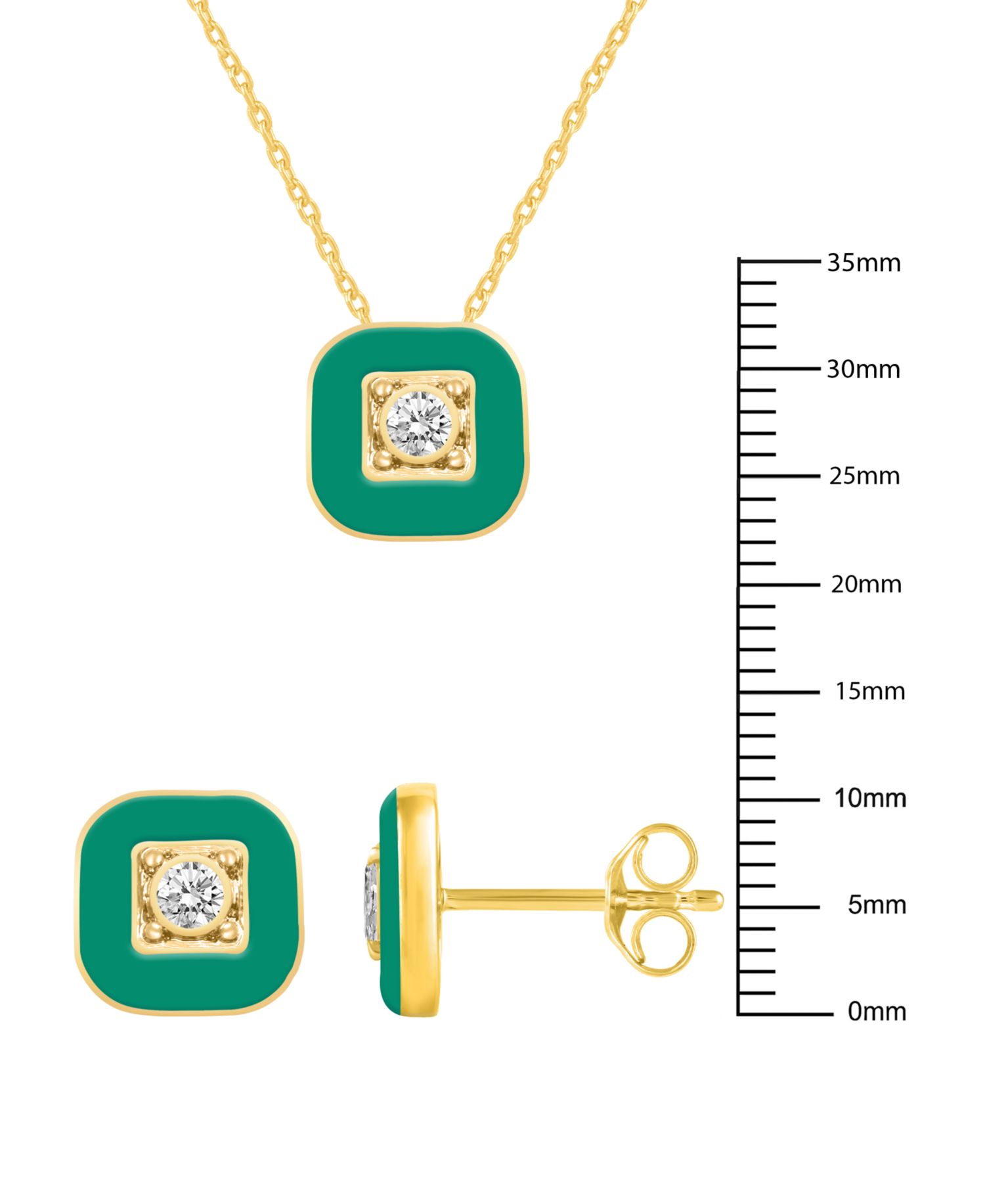 Crystal Enamel Necklace and Earring Set, 2-Piece
