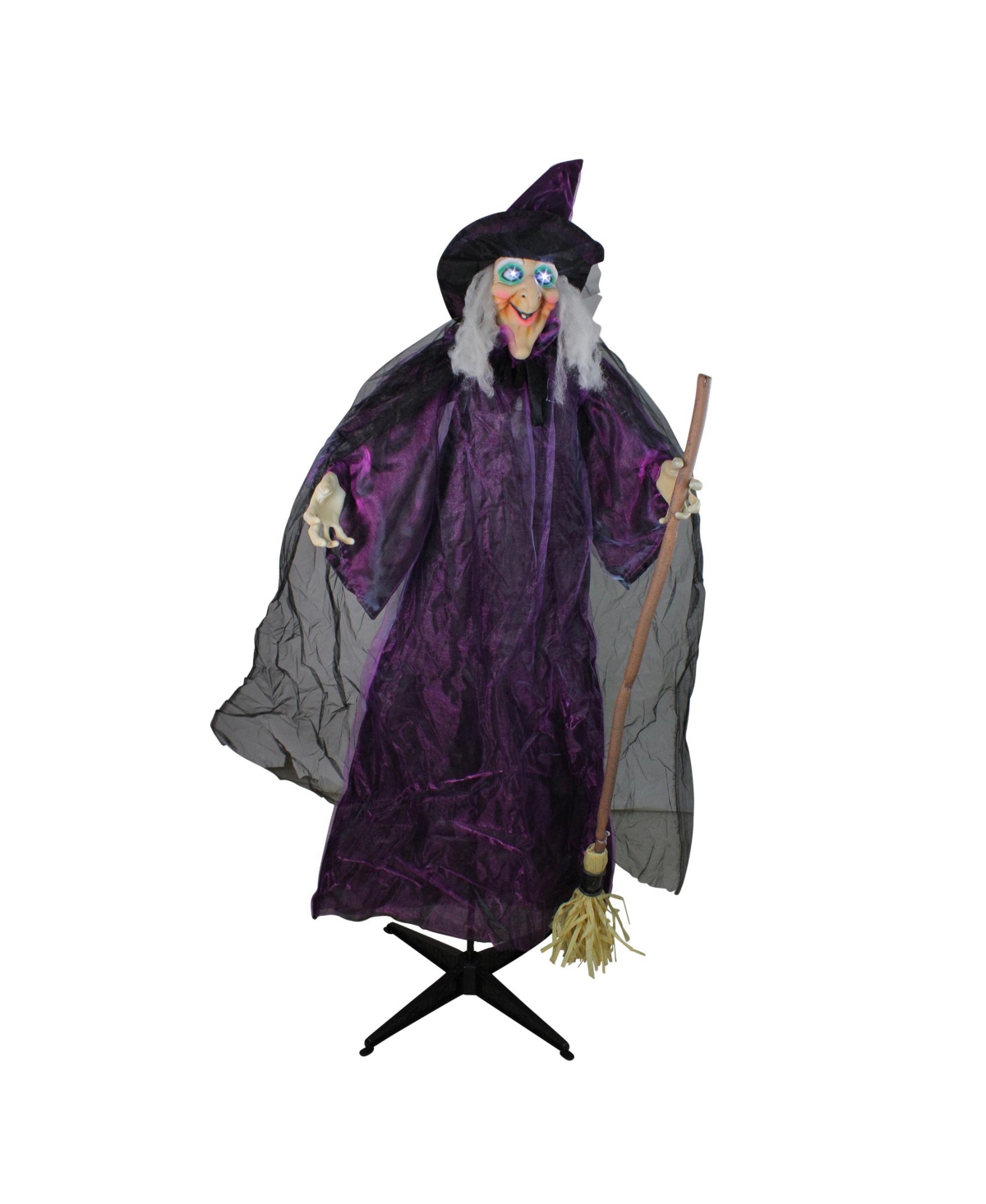 Northlight 5.5' Lighted And Animated Witch Halloween Figure Decoration In Purple