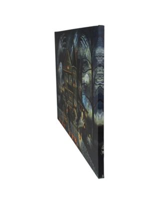 LED Lighted Creepy Haunted House Halloween Canvas Wall Art, 23.5" x 16"
