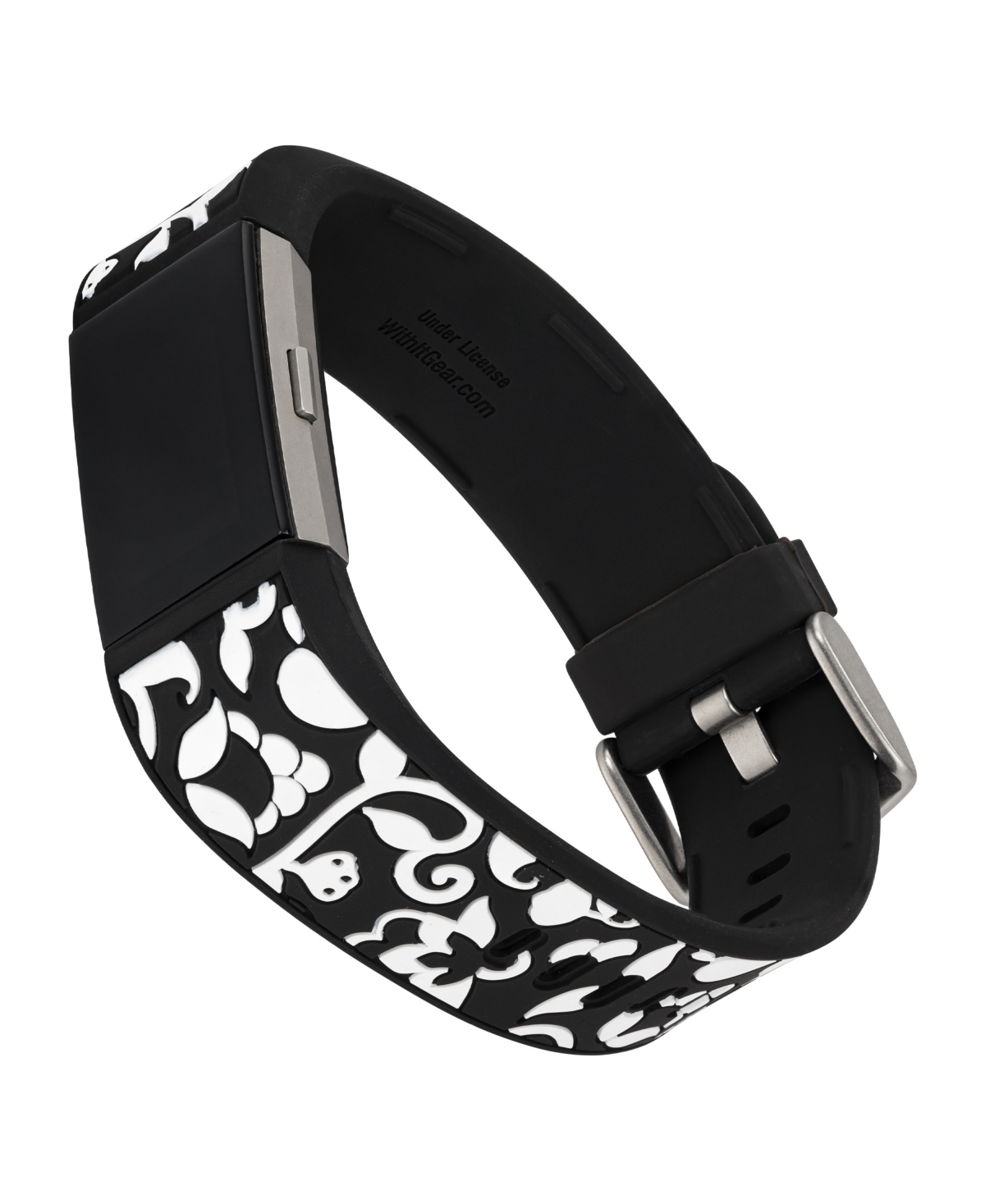 Black and White Premium Silicone Band Compatible with the Fitbit Charge 2 - Black, White