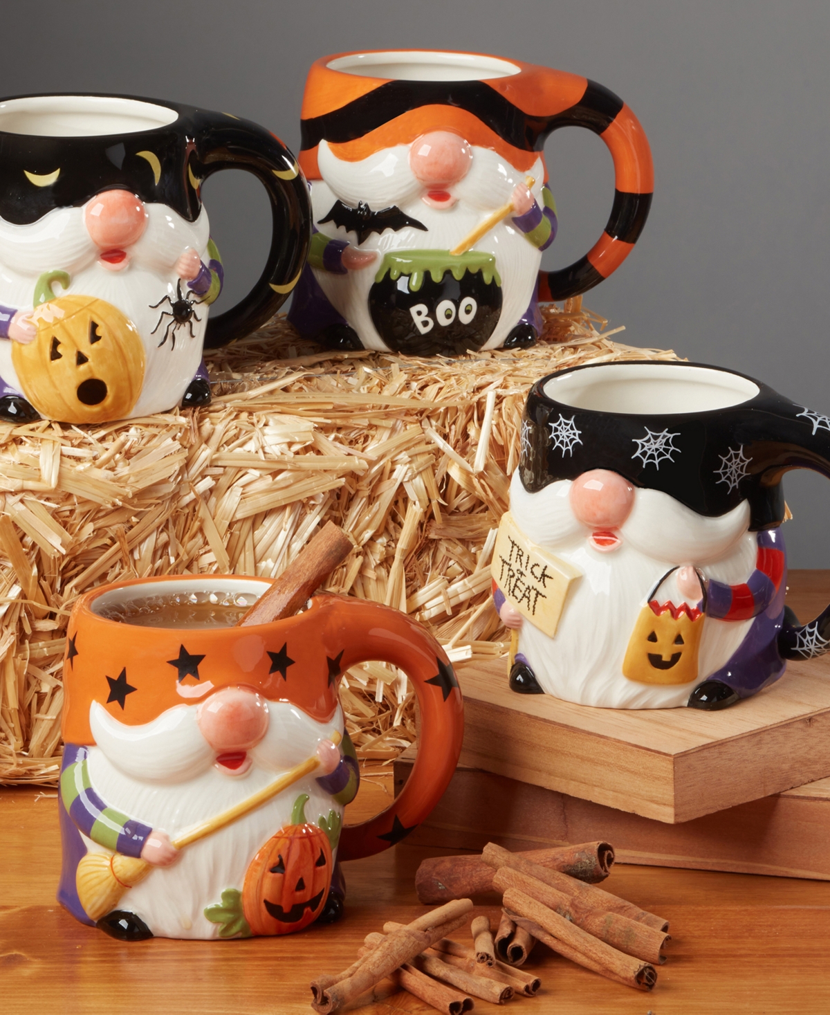 Halloween Gnomes 3-d Mug Set, 4 Pieces