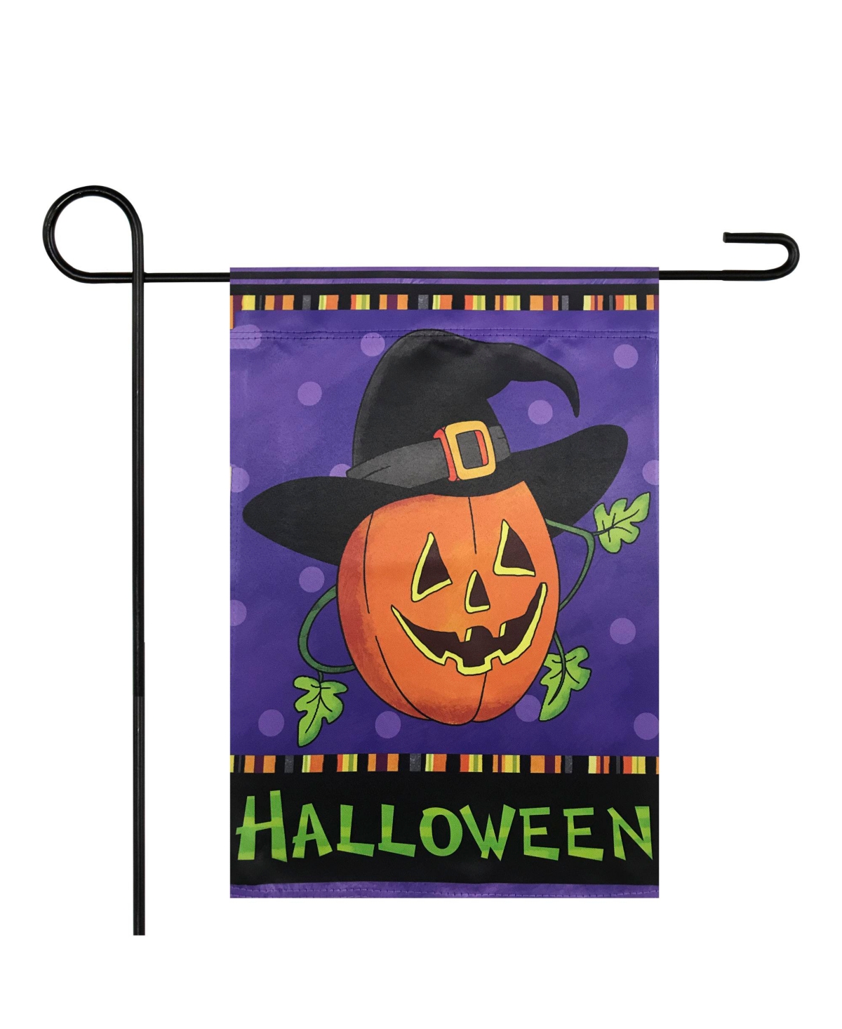 Pumpkin in a Witch Hat Outdoor Garden Flag, 12.5" x 18" - Purple