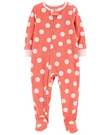 Toddler Girls 1-Piece Long Sleeve Fleece Footie Pajama