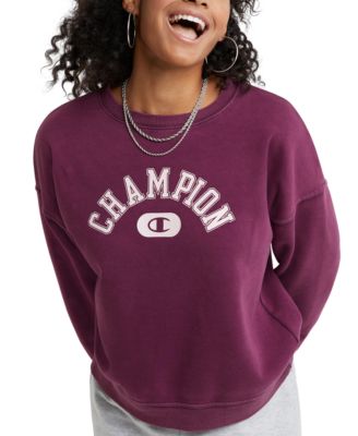 Champion Women s Powerblend Fleece Logo Crewneck Sweatshirt Macy s