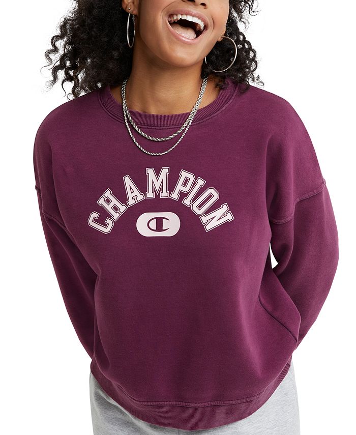 Champion Women's Powerblend Fleece Logo Crewneck Sweatshirt - Macy's
