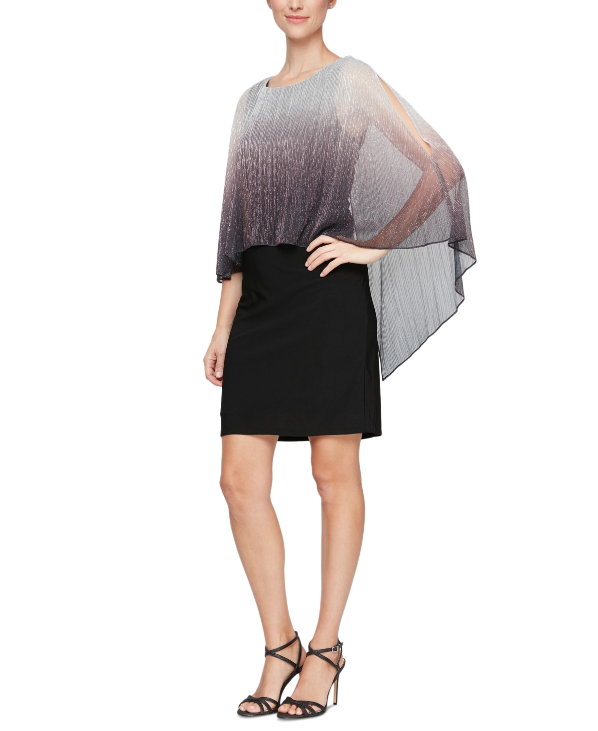 Women's Shimmer-Popover Sheath Dress - Black/Silver