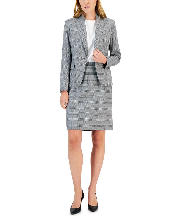Checkered skirt suit shop