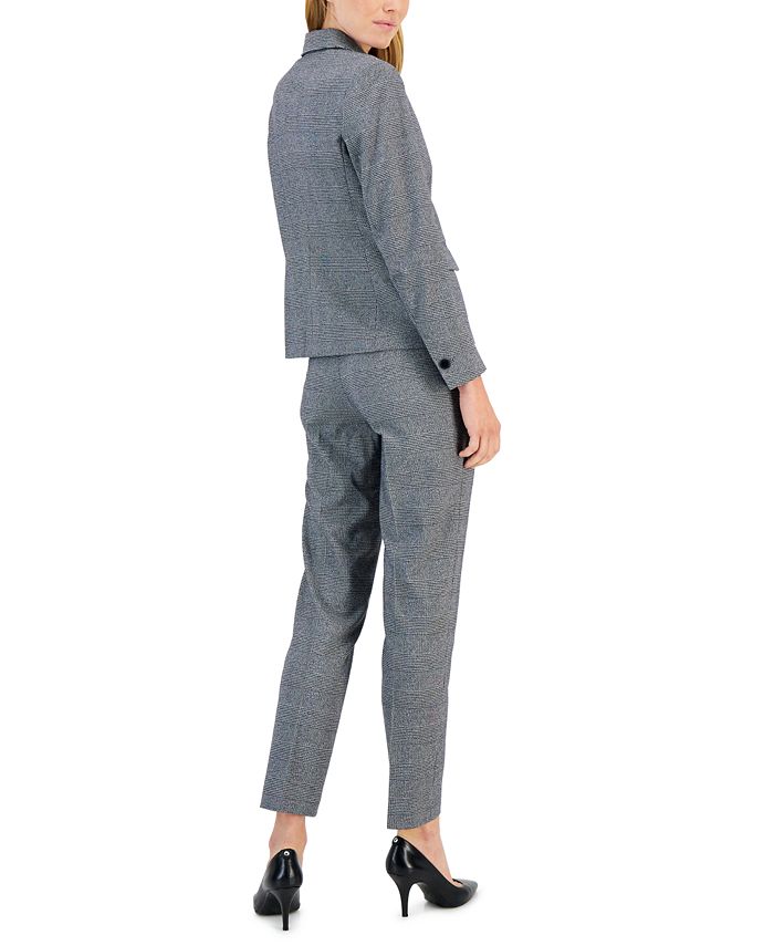 Anne Klein Women's Plaid One-Button Notch-Collar Pantsuit - Macy's