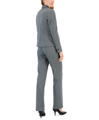 Women's Herringbone Two-Button Jacket & Flare-Leg Pants & Pencil Skirt Set