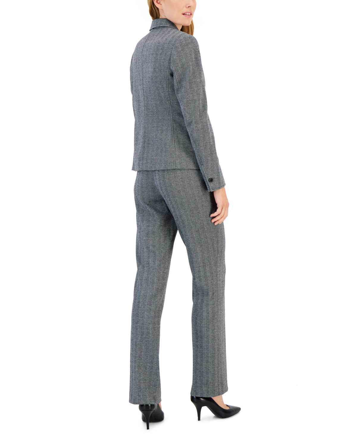Anne Klein Women's Herringbone Two-Button Jacket & Flare-Leg Pants Pencil Skirt