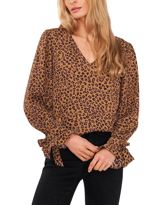 Cece leopard off the shoulder best sale blouse