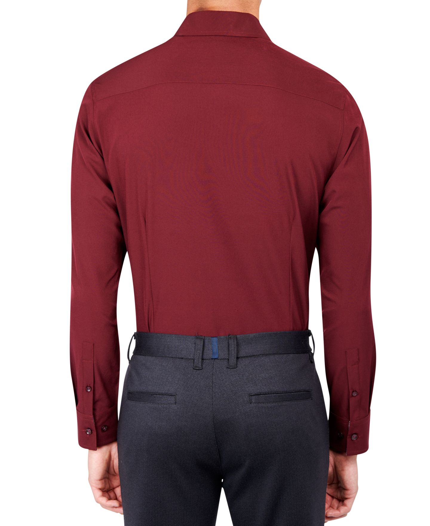 Мужская рубашка ConStruct Slim Fit Solid Performance Stretch Cooling Comfort Dress Shirt, цвет: Бордовый — фото 2