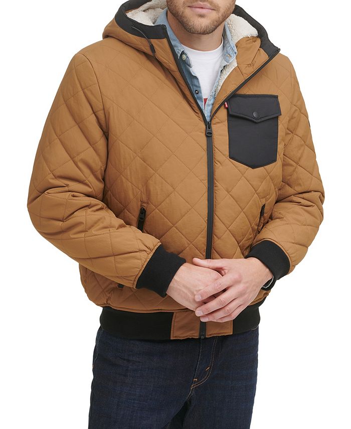 Levi's Men's Diamond Quilted Faux Sherpa Lined Jacket - Macy's