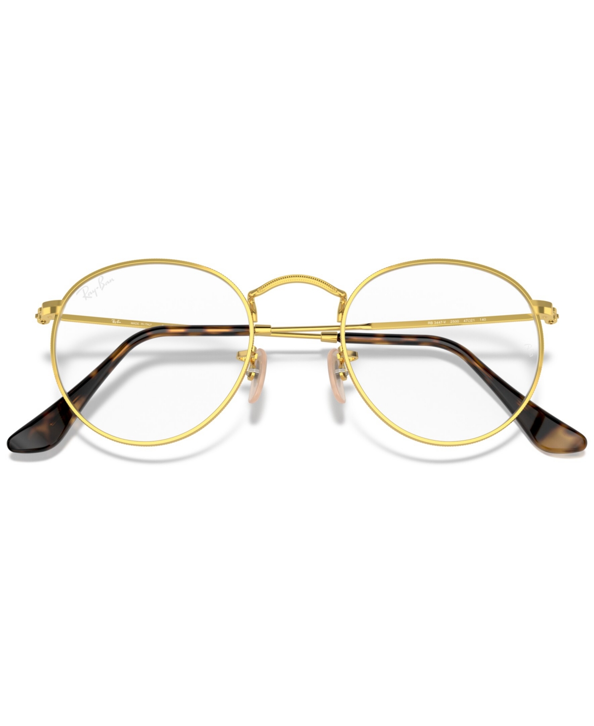Ray Ban Rx3447v Round Metal Optics Men's Round Eyeglasses In Gold-tone