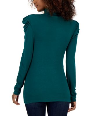 Puff-Sleeve Turtleneck Top 