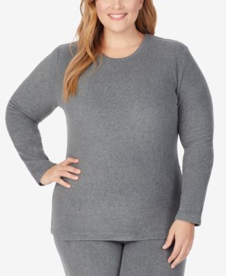Cuddl Duds - Plus Size Fleecewear With Stretch Long Sleeve Top