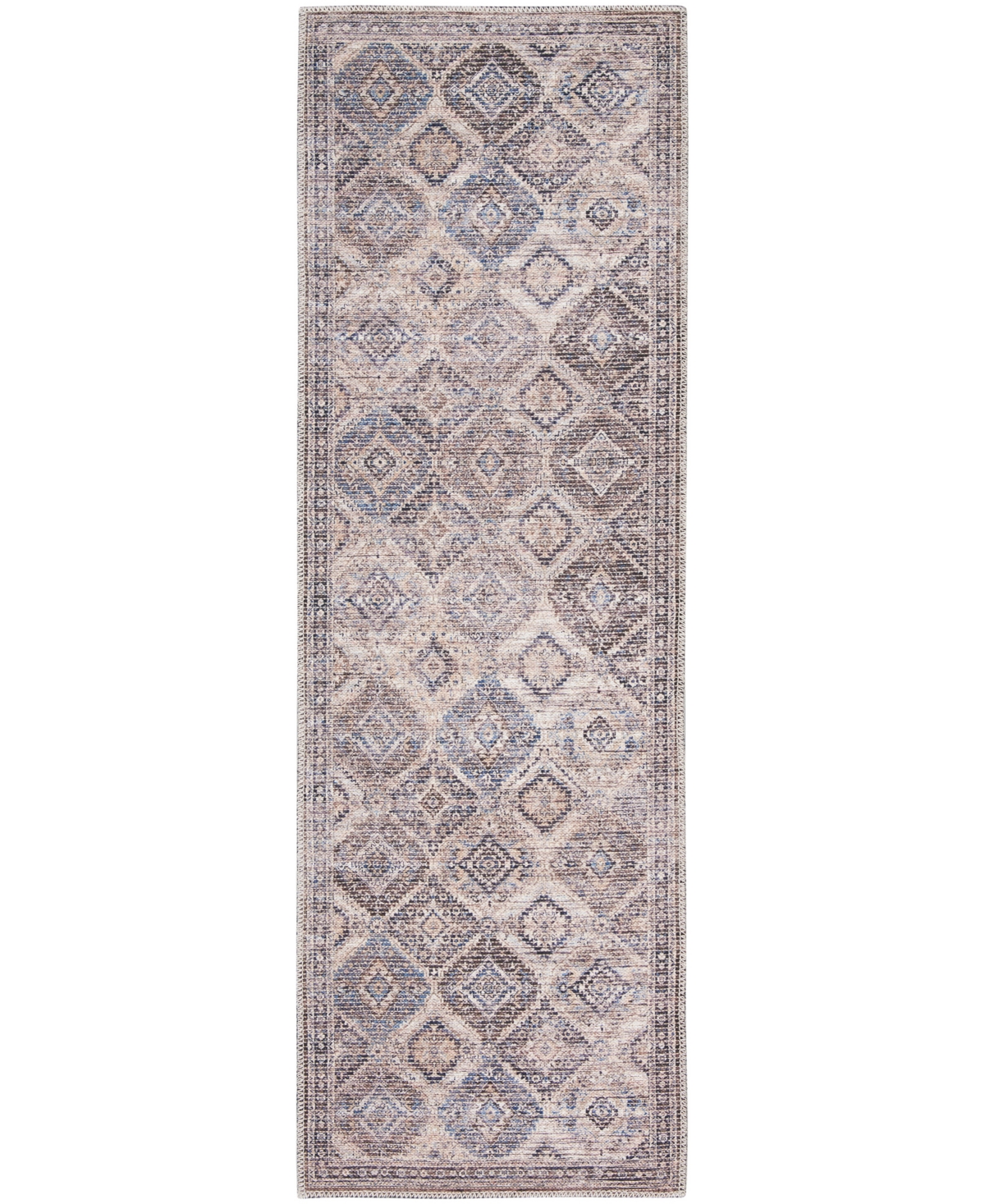 Nicole Curtis Series 1 Sr103 Machine-washable 2' X 6' Runner Area Rug In Ivory,tan