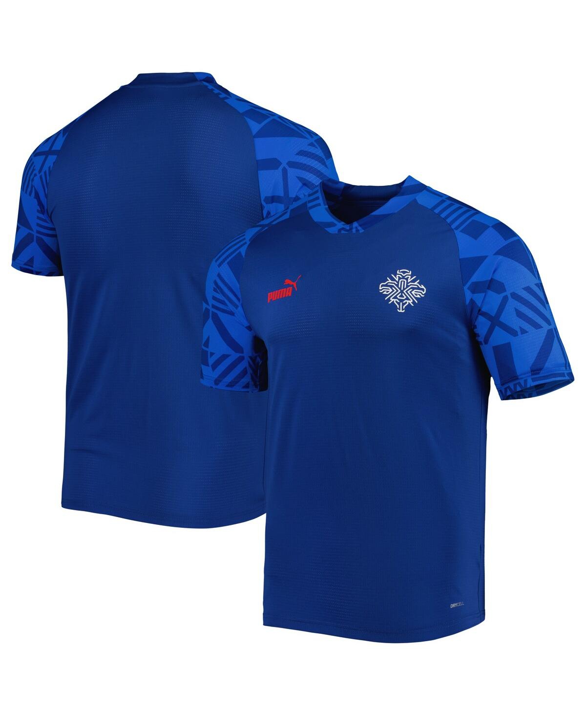 Men's Puma Blue Iceland National Team Pre-Match Raglan DryCELL V-Neck Top