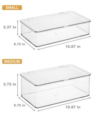 Set of 2 Storage Bins For Pantry & Fridge with Hinged Lids - Perfect Organizing Kitchen