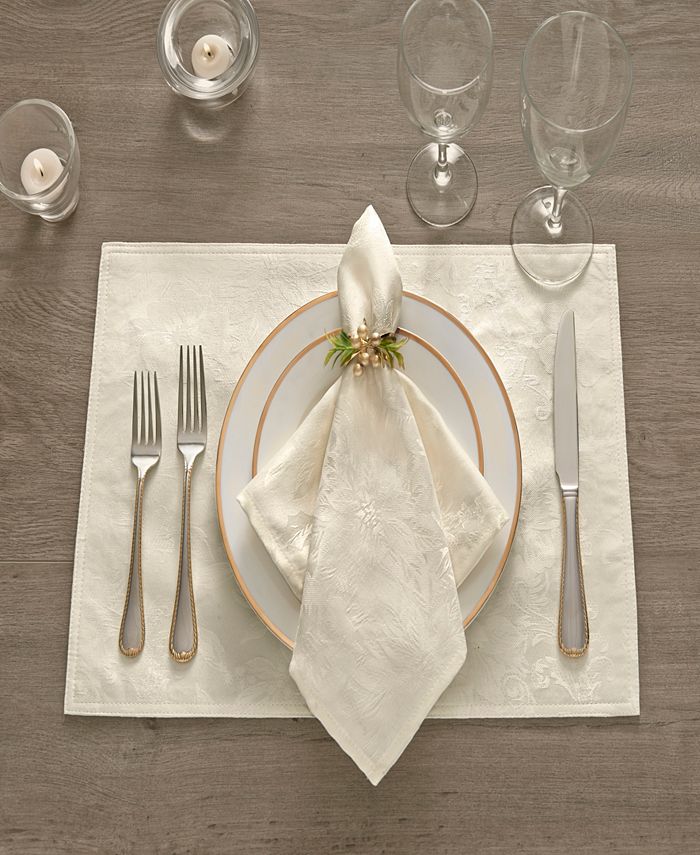 Elrene Elrene Poinsettia Jacquard Holiday Placemat, Set of 4 & Reviews