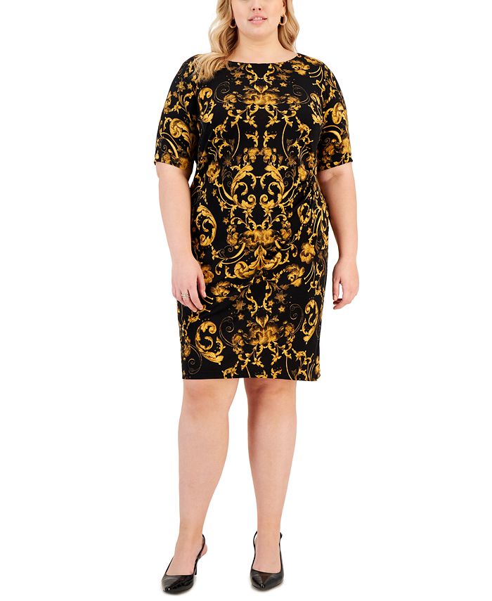 Connected Plus Size ShortSleeve RoundNeck Sheath Dress Macy's