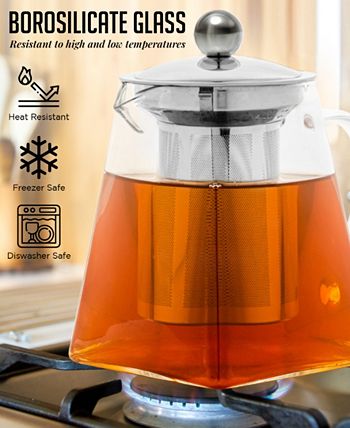 Ovente Electric Glass Hot Water Kettle 1.7 Liter Teapot Infuser