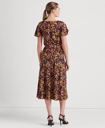 Lauren Ralph Lauren Floral Crepe Flutter Sleeve Dress Macy s