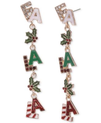 Holiday Lane - Gold-Tone FaLaLa Garland Linear Drop Earrings