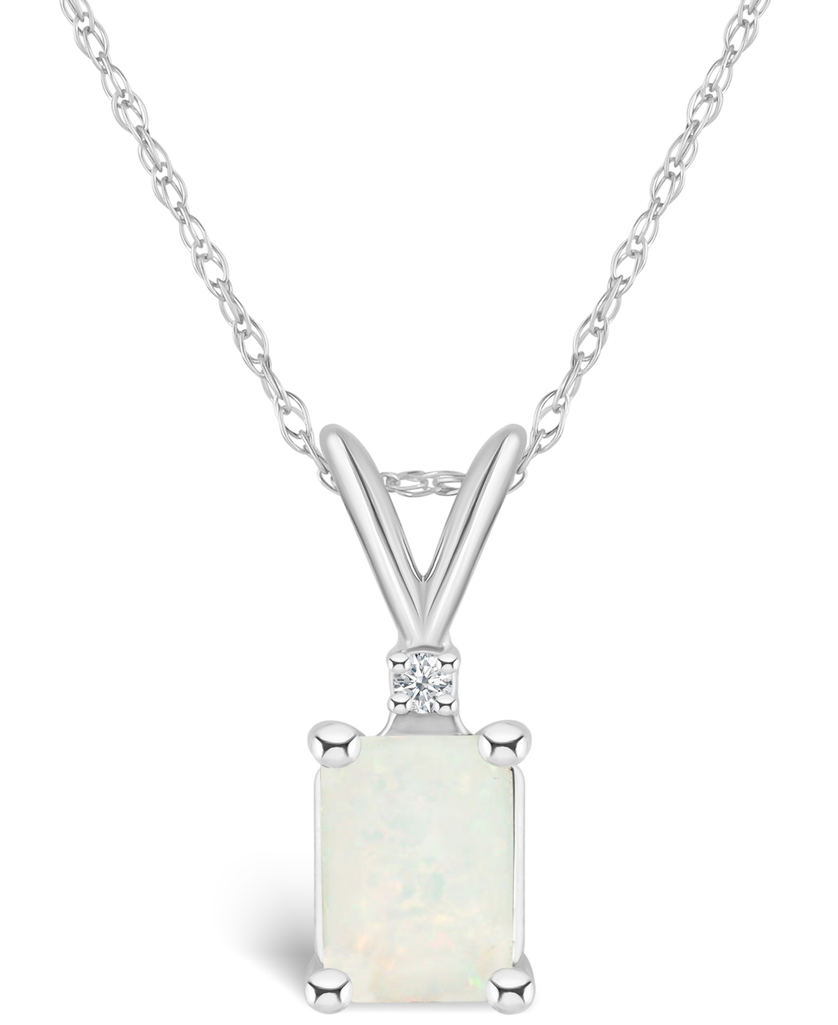 Opal (1/2 ct. t.w.) and Diamond Accent Pendant Necklace in 14K Yellow Gold or 14K Gold