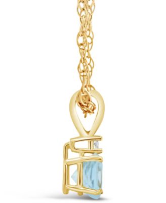 Aquamarine (1/2 ct. t.w.) and Diamond Accent Pendant Necklace in 14K Yellow Gold or 14K White Gold