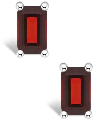 Garnet Stud Earrings (3/4 ct.t.w) 14K White Gold Plated or 14K Yellow Gold