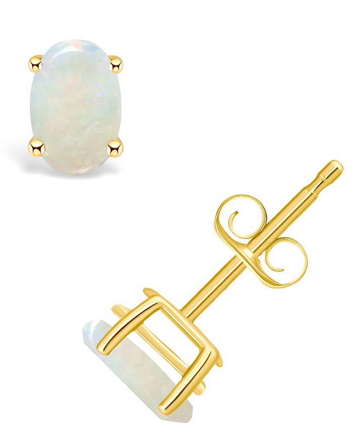 Opal 1 2 ct. t.w. Stud Earrings in 14K Yellow Gold or 14K White Gold