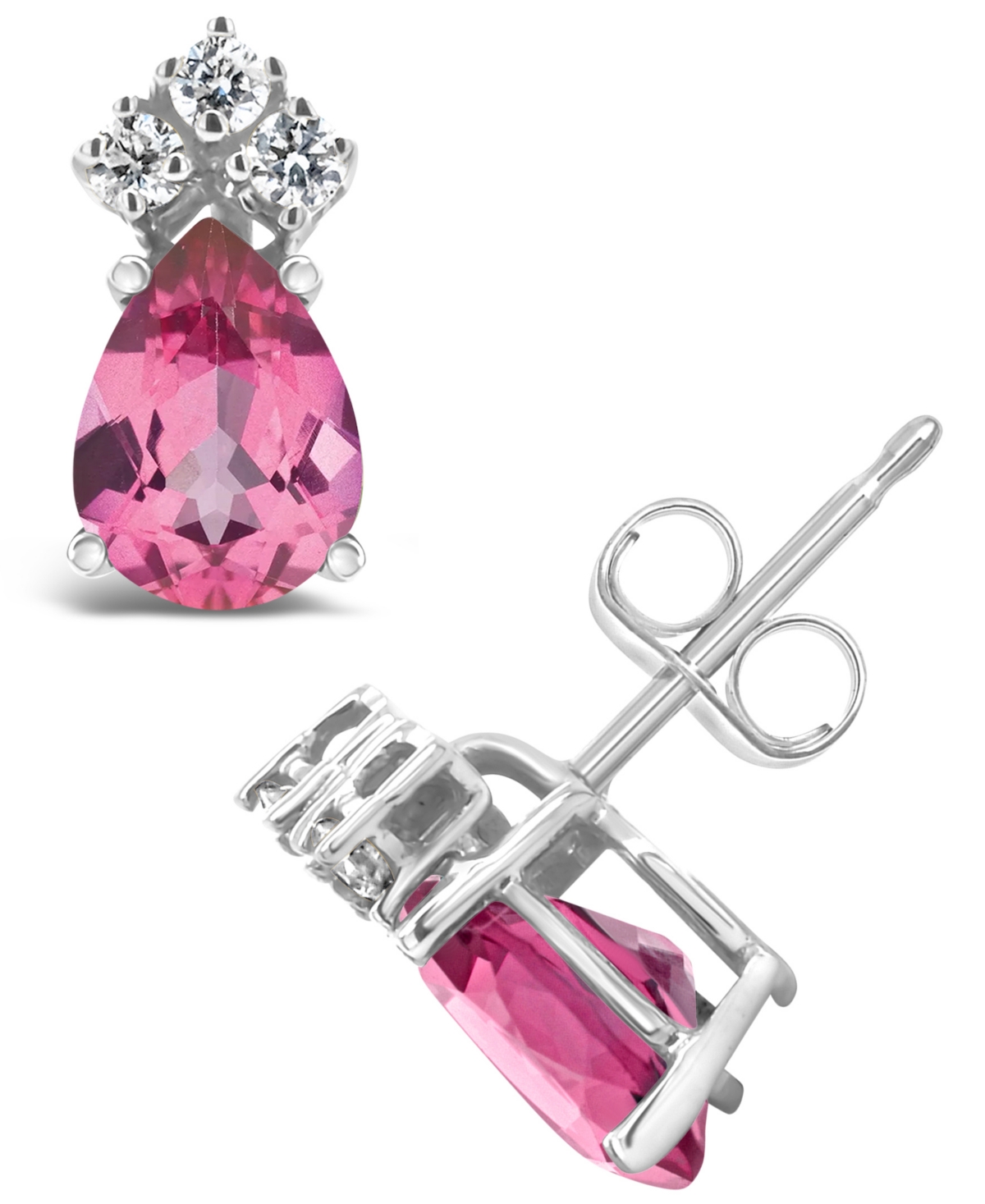 Pink Topaz (1-3/4 ct. t.w.) and Diamond (1/8 ct. t.w.) Stud Earrings in 14K Yellow Gold or 14K- White Gold