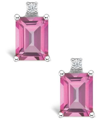 Pink Topaz (1-3/8 ct. t.w.) and Diamond Accent Stud Earrings in 14K Yellow Gold or 14K White Gold