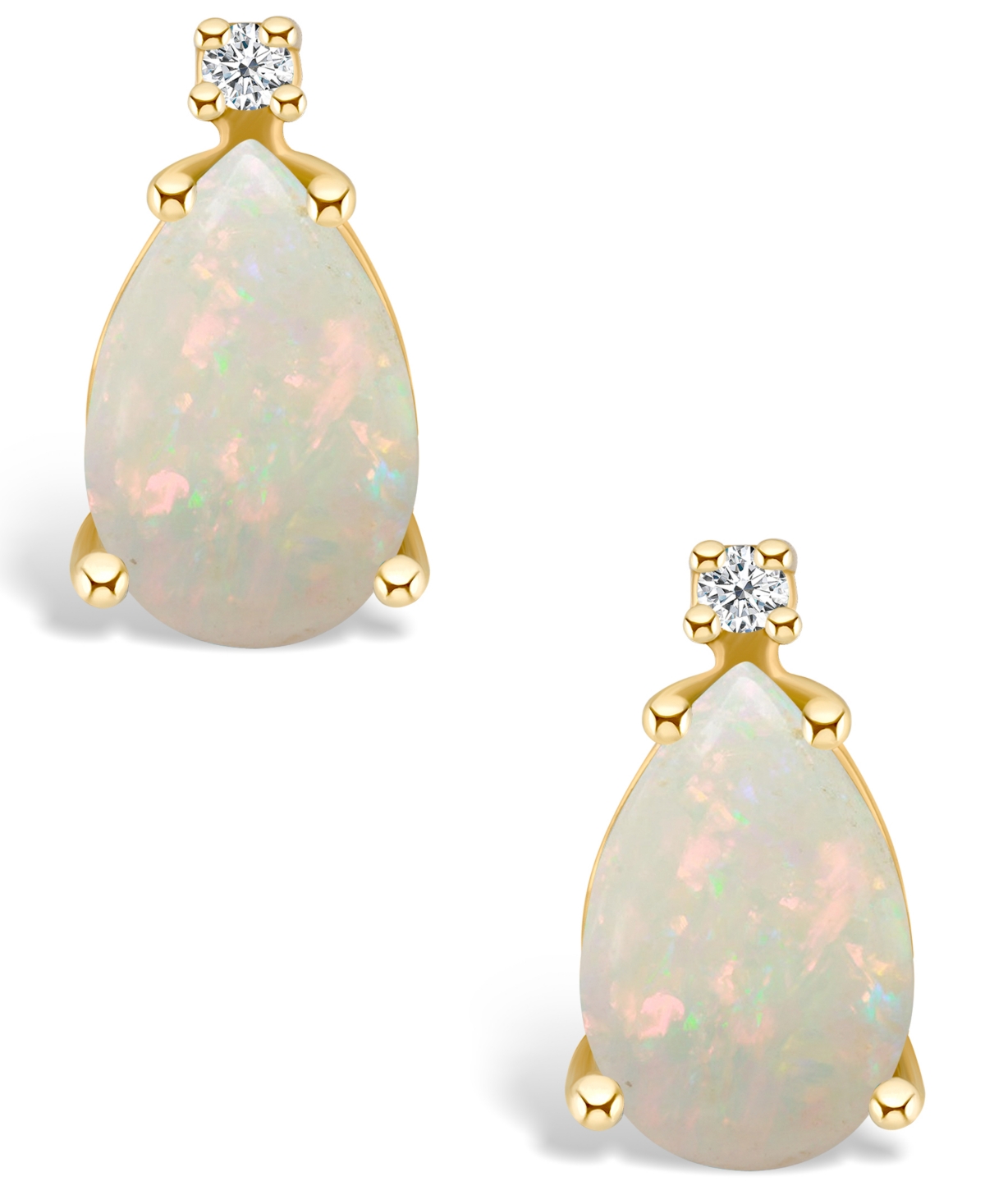 Opal (1 ct. t.w.) and Diamond Accent Stud Earrings in 14Kor 14K White- Gold